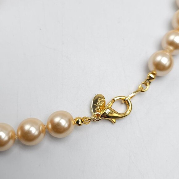 Joan Rivers Champagne Faux Pearl Beaded Necklace 27" Elegant Design - Picture 2 of 4